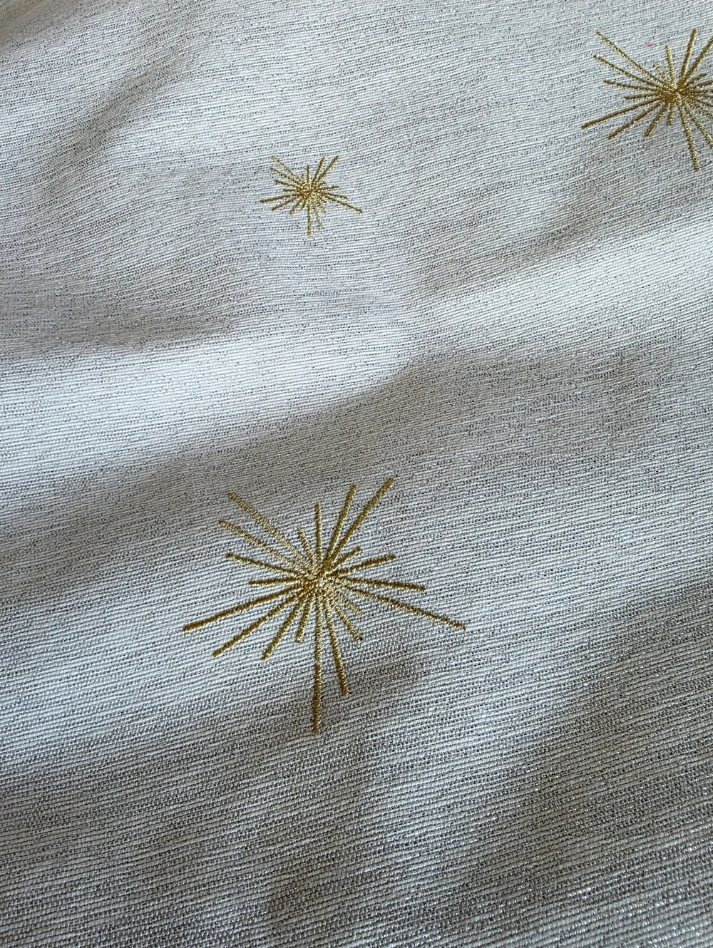 New Threshold 2025 Christmas Elegant Gold Embroidered stars Table Runner 14 × 72
